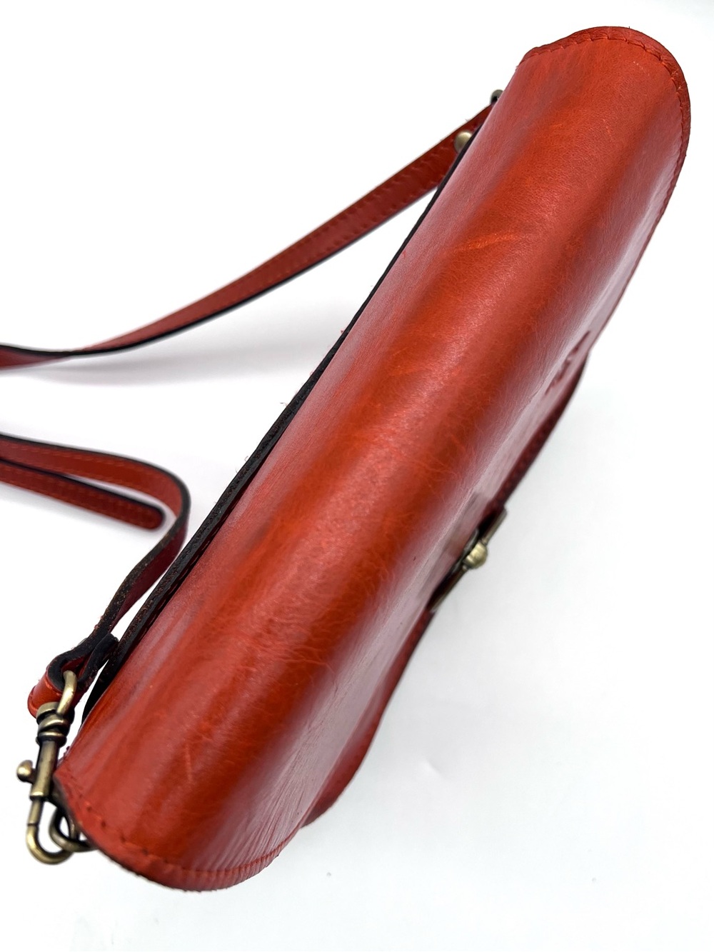 Patricia Nash Tooled Leather Crossbody Saddle Bag Red Ring Flap - Picture 7 of 16